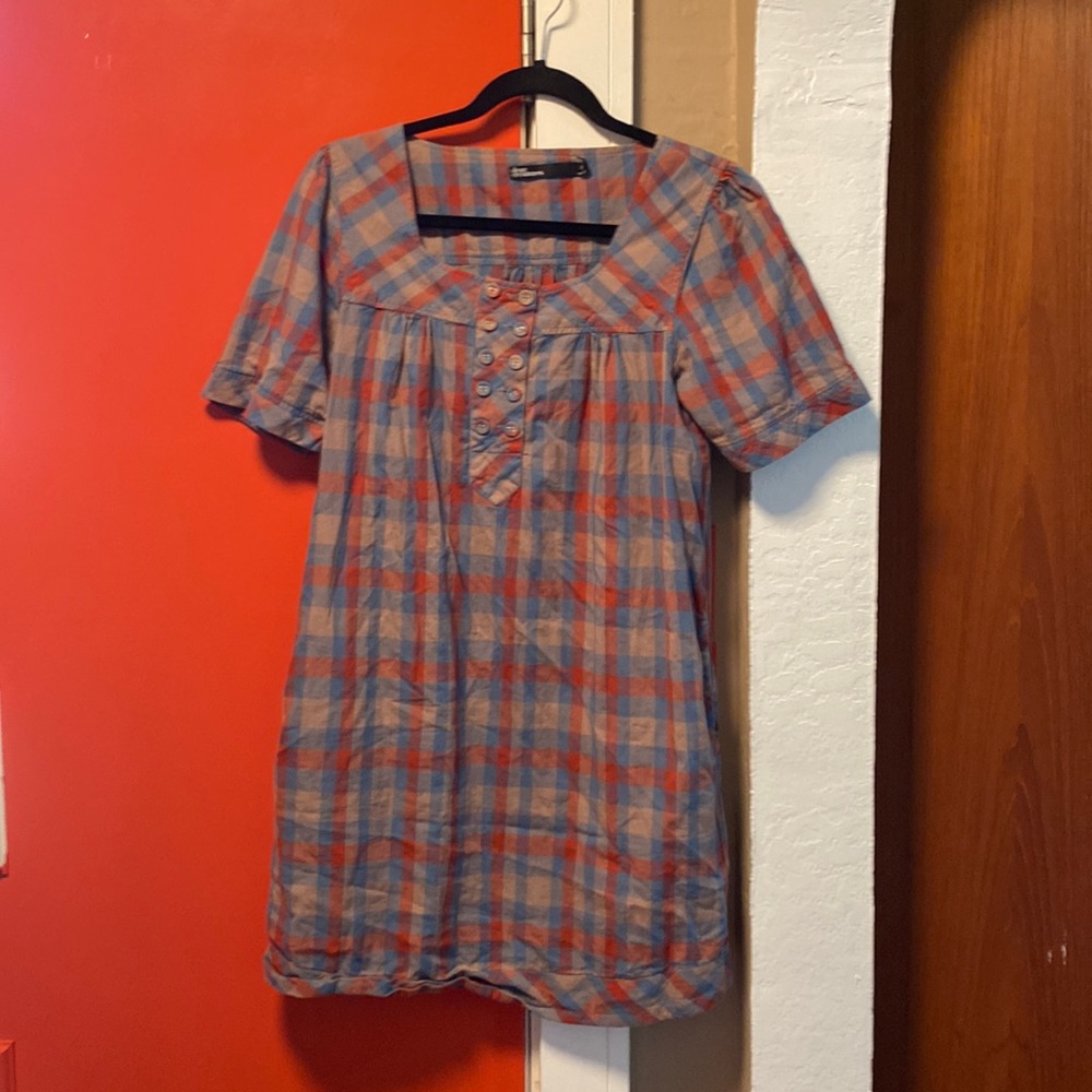 Dear Creatures Blue Plaid Babydoll Dress